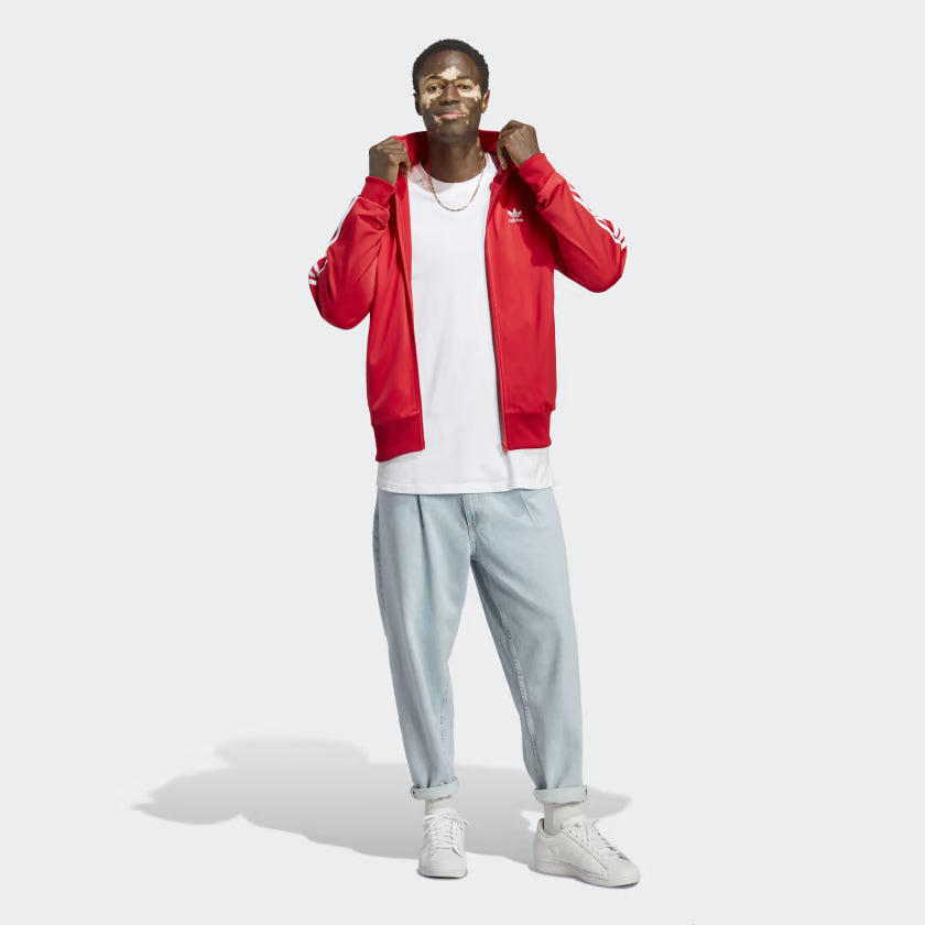 Adidas firebird track jacket red online