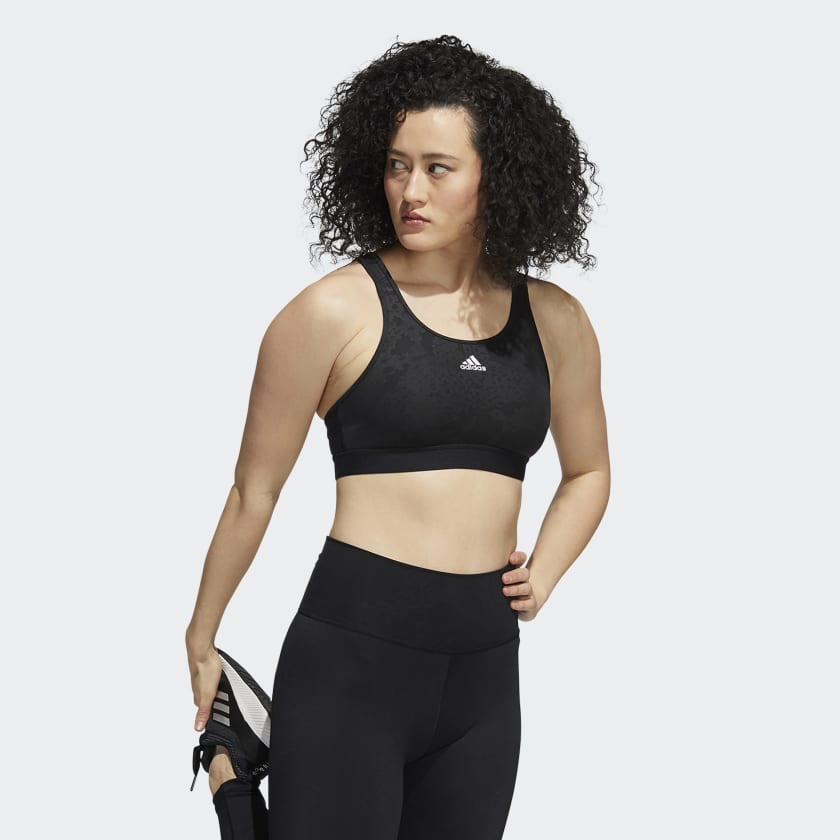 adidas Training Techfit color block mid-support sports bra in black